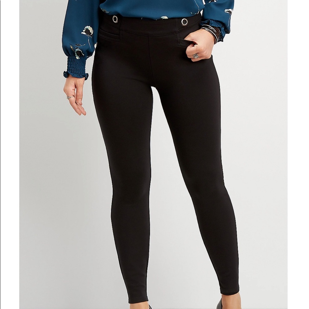 Maurices Ponte Knit Grommet Skinny Ankle Pant